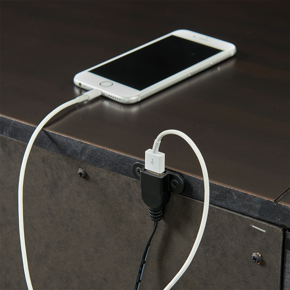 Slater Black Nightstand With USB | Ellesime International 