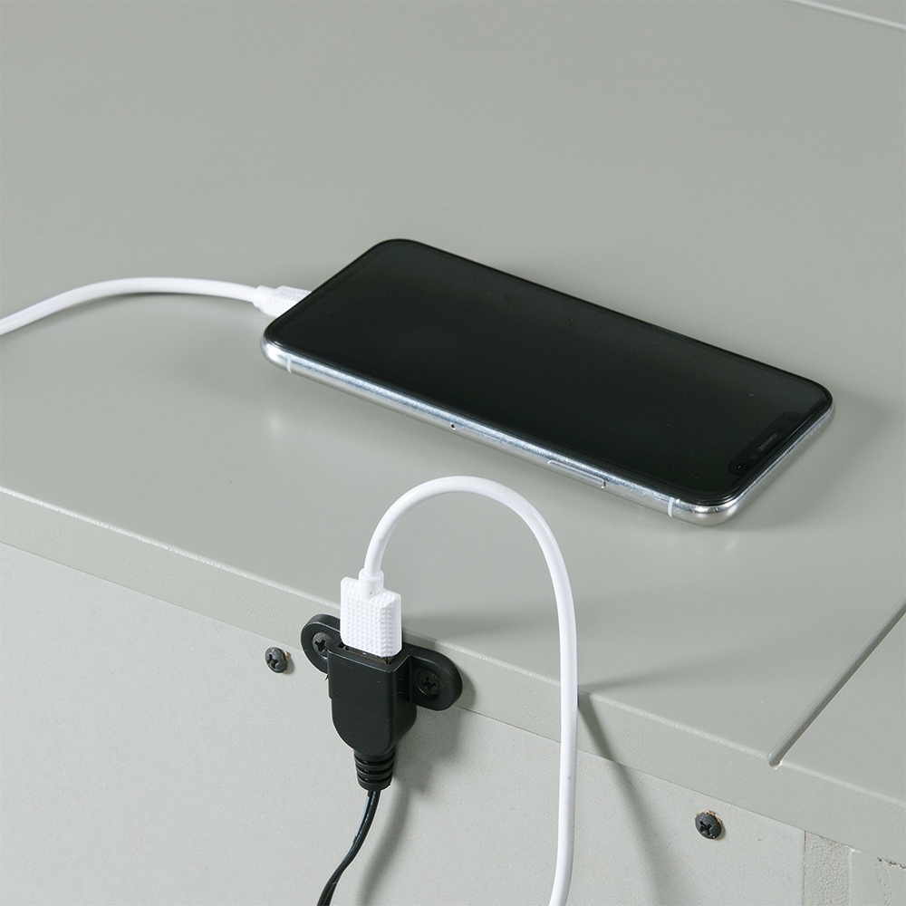 Slater Grey Nightstand With USB | Ellesime International 