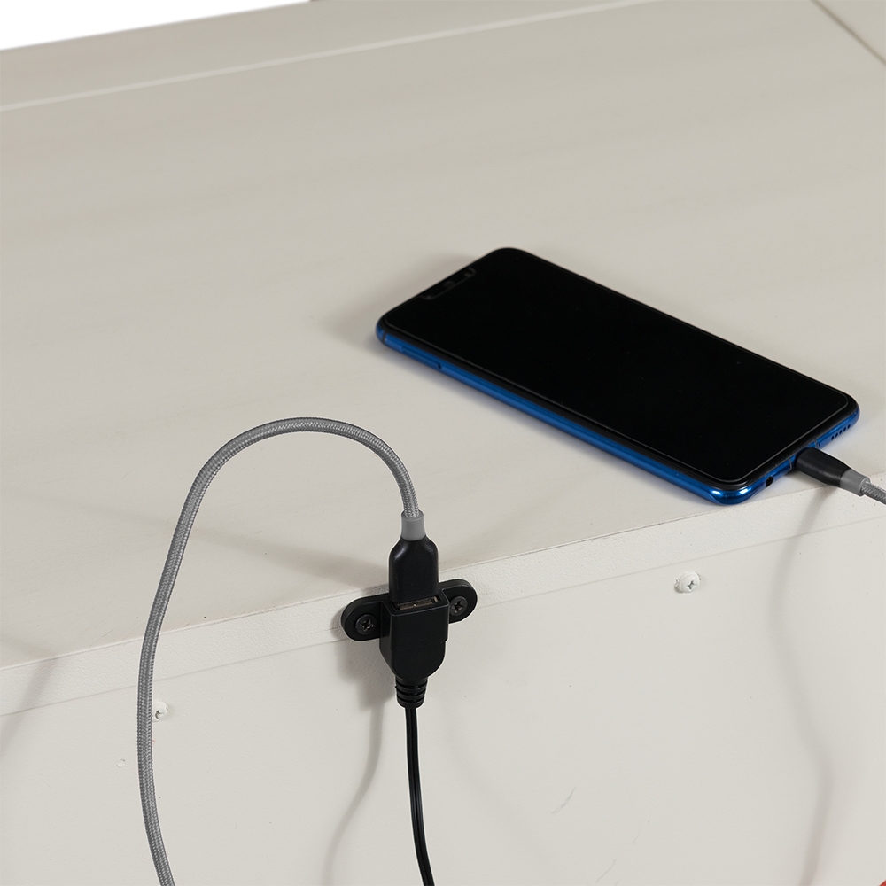 Slater White Nightstand With USB | Ellesime International 