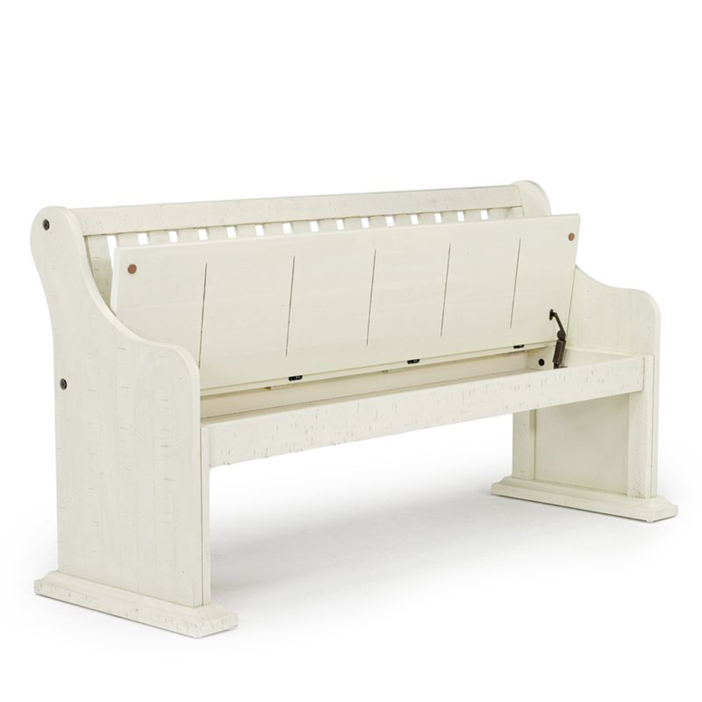Stone White Dining Pew Bench With Storage | Ellesime International 