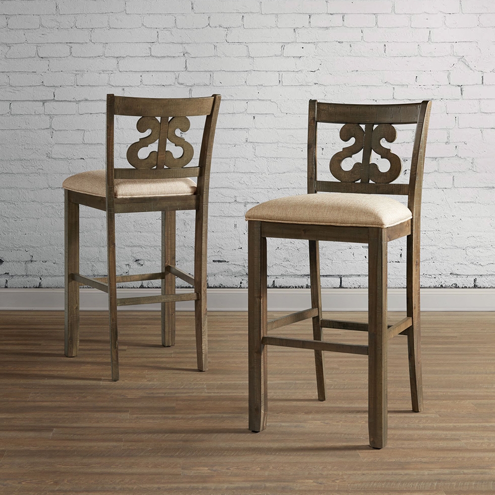 Stone Gray Bar Stools With Fabric 30