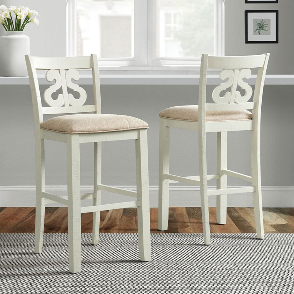 Stone White Bar Stool With Fabric 30