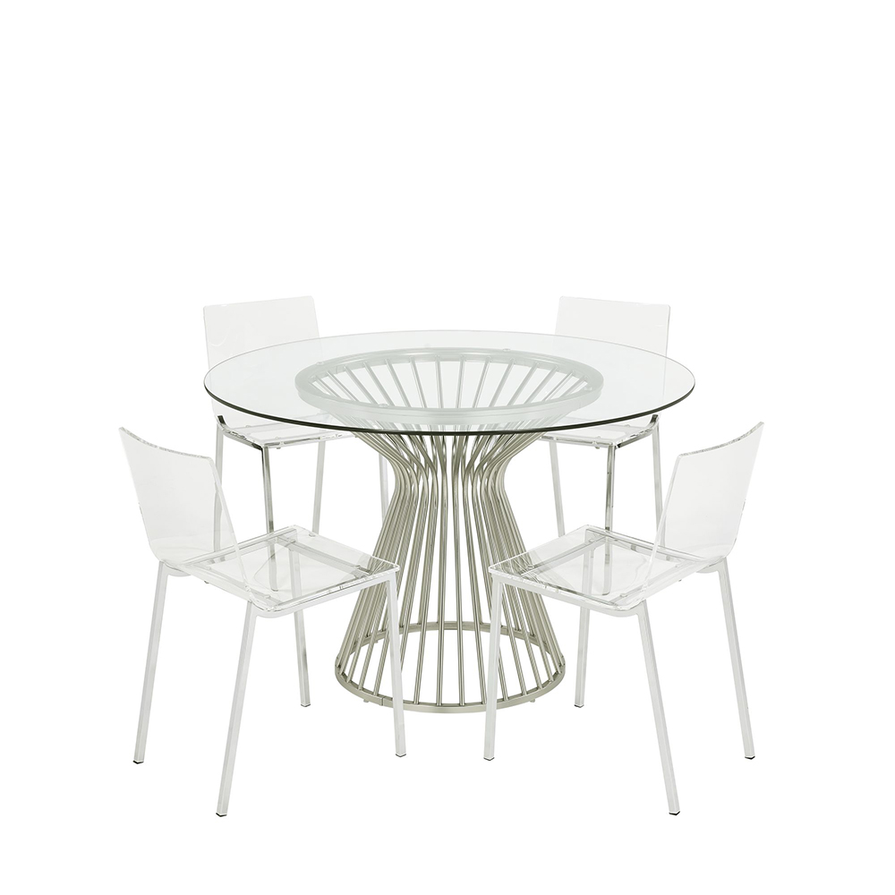 Lavinia Chrome Dining Table Complete Chrome Base | Ellesime International 