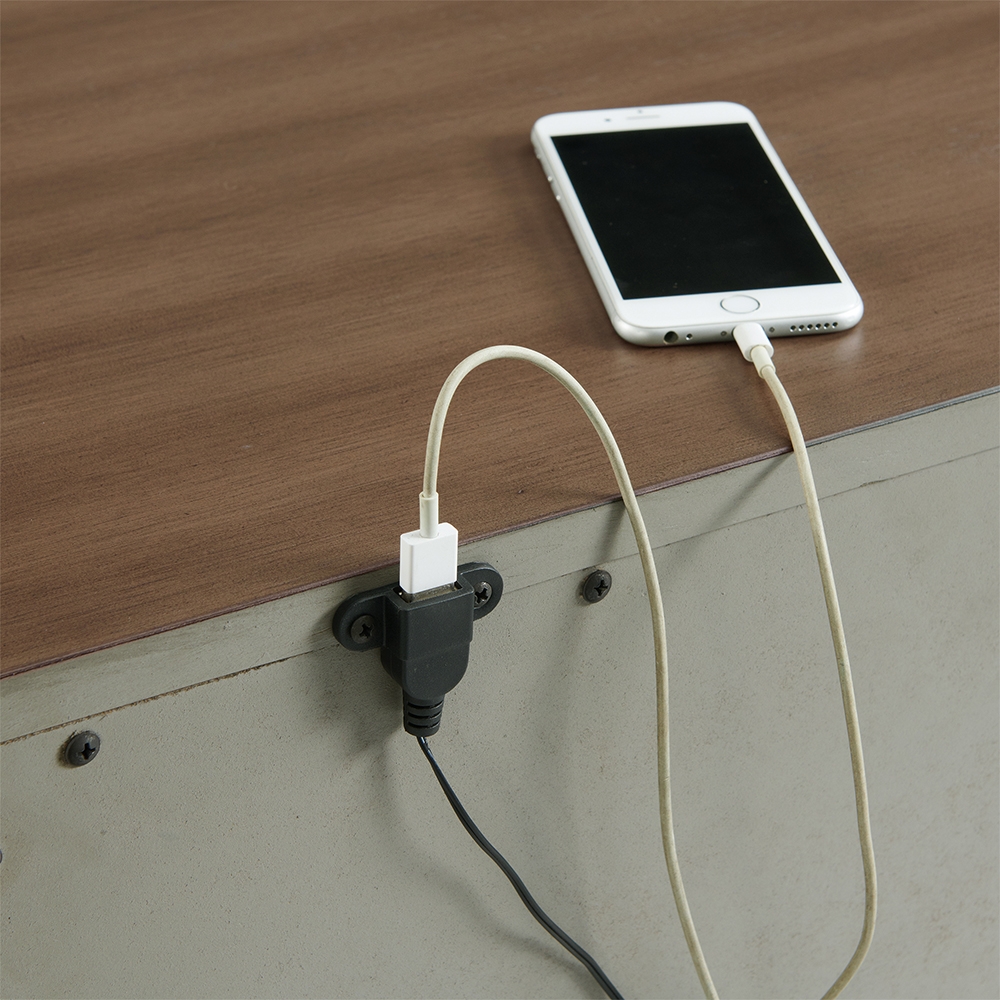 Jolene Grey Nightstand With USB | Ellesime International 