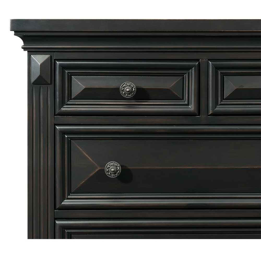 Calloway Black Five Piece Set with Queen Panel Bed ( Dr, Mr, Chest, NS and Bed ) | Ellesime International 