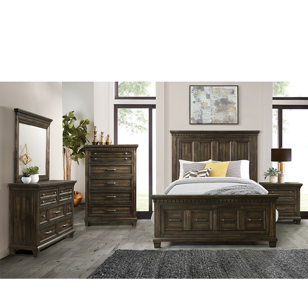 Ellesime International  | McCabe Five Piece Set with Queen Storage Bed ( Dr, Mr, Chest, NS and Bed )