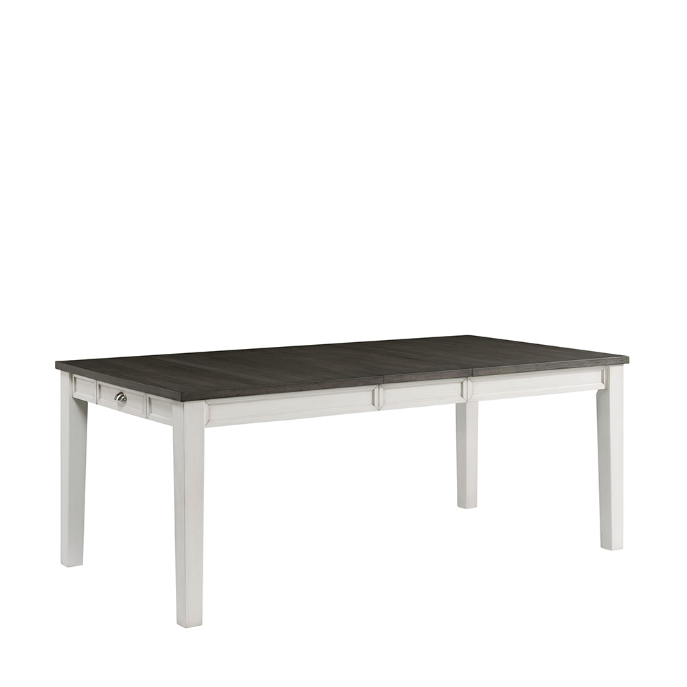 Kayla Two Tone Dining with Grey Top Six Piece Set ( Dining Table, Four Side Chairs, Storage Bench ) | Ellesime International 