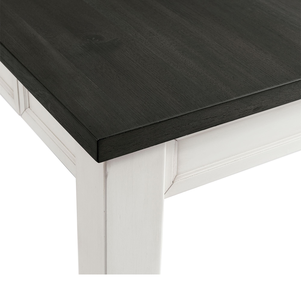 Kayla Two Tone Dining with Grey Top Six Piece Set ( Dining Table, Four Side Chairs, Storage Bench ) | Ellesime International 