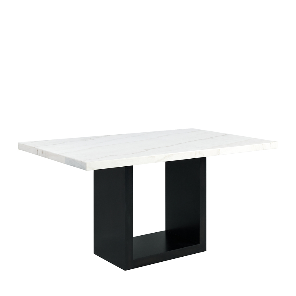 Valentino White Marble Counter Seven Piece Set Set ( Dining Table, Six Velvet Side Chairs ) | Ellesime International 