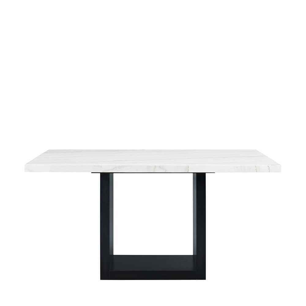 Valentino White Marble Counter Seven Piece Set Set ( Dining Table, Six Velvet Side Chairs ) | Ellesime International 