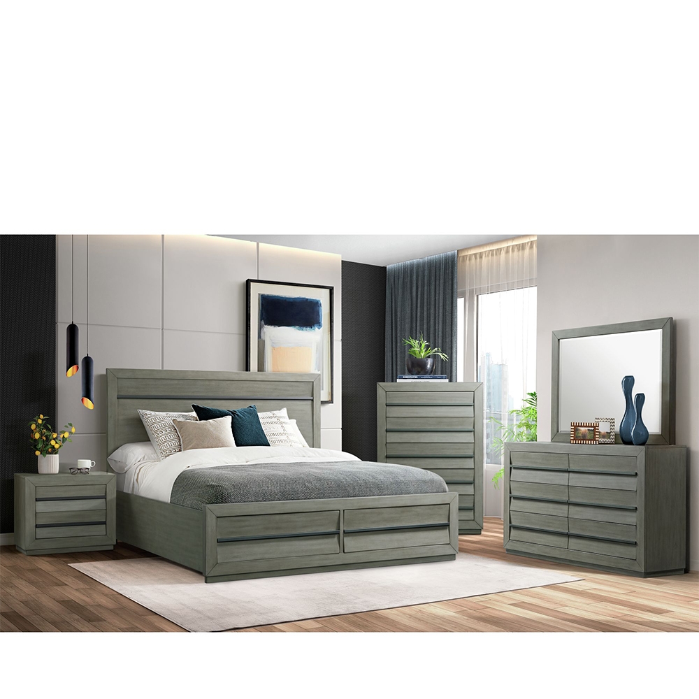 Ellesime International  | Zig Five Piece Set with Queen Storage Bed ( Dr, Mr, Chest, NS and Bed )