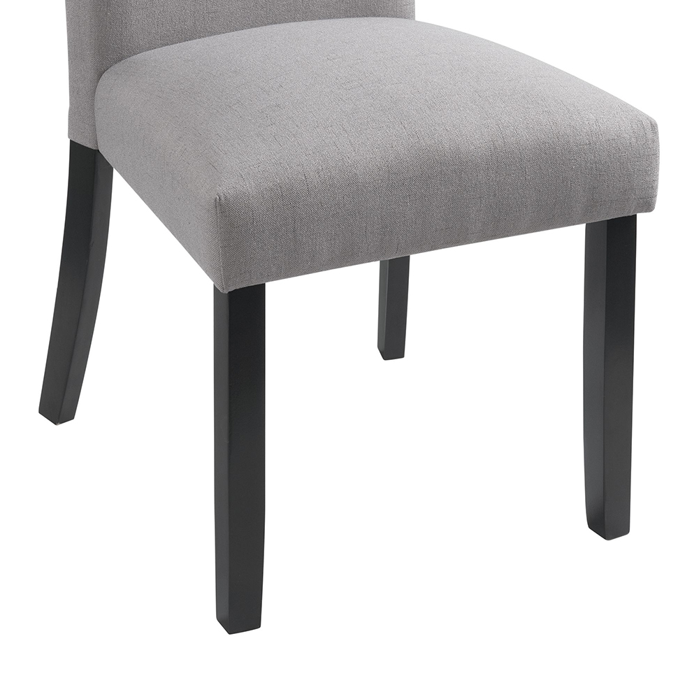 Beckley Dark Dining Five Piece Set ( Dining Table, Four Dark Grey Linen No Nailhead Side Chairs ) | Ellesime International 