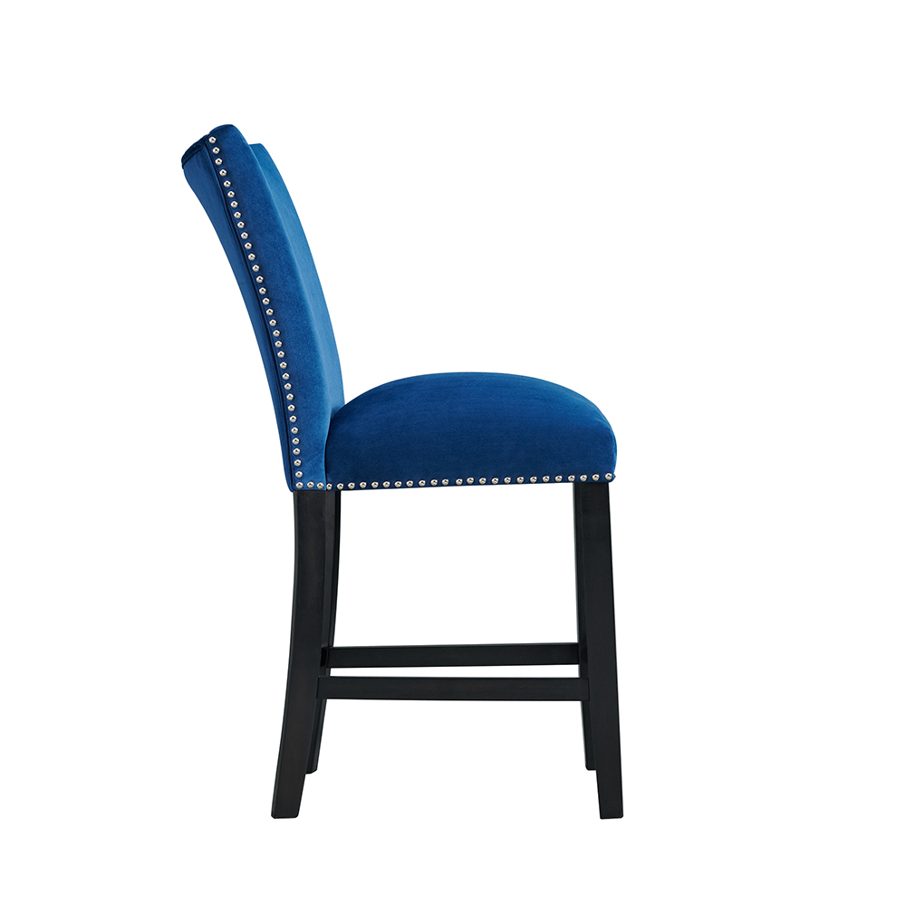Francesca Round Counter Dining Five Piece Set ( Dining Table, Four Blue velvet Side Chairs ) | Ellesime International 