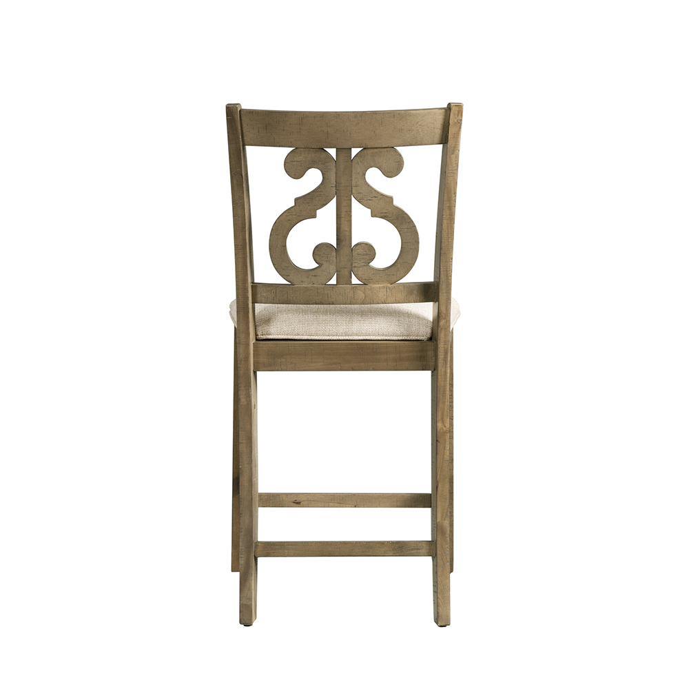 Stone Gray Counter Five Piece Set ( Dining Table, Four Wooden Swirl Back Side Chairs ) | Ellesime International 