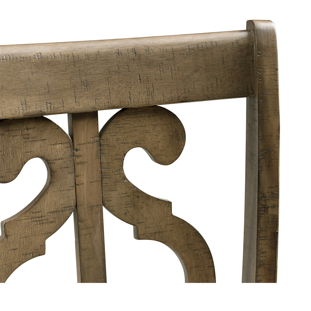 Stone Gray Counter Five Piece Set ( Dining Table, Four Wooden Swirl Back Side Chairs ) | Ellesime International 