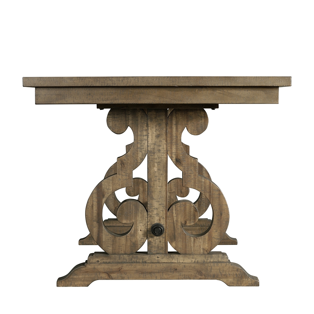 Stone Gray Counter Five Piece Set ( Dining Table, Four Wooden Swirl Back Side Chairs ) | Ellesime International 