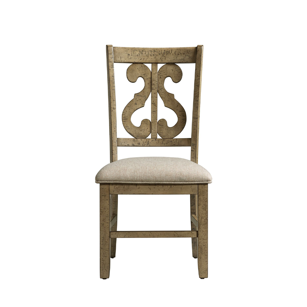 Stone Gray Dining Five Piece Set ( Dining Table, Four Wooden Swirl Back Side Chairs ) | Ellesime International 