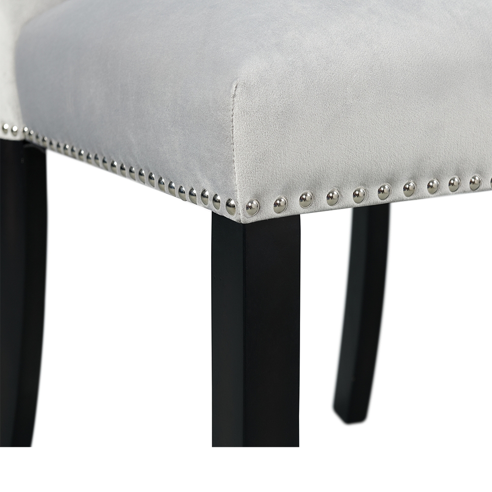 Zurich Rectangular Dining Five Piece Set ( Dining Table, Four Grey Velvet Side Chairs ) | Ellesime International 
