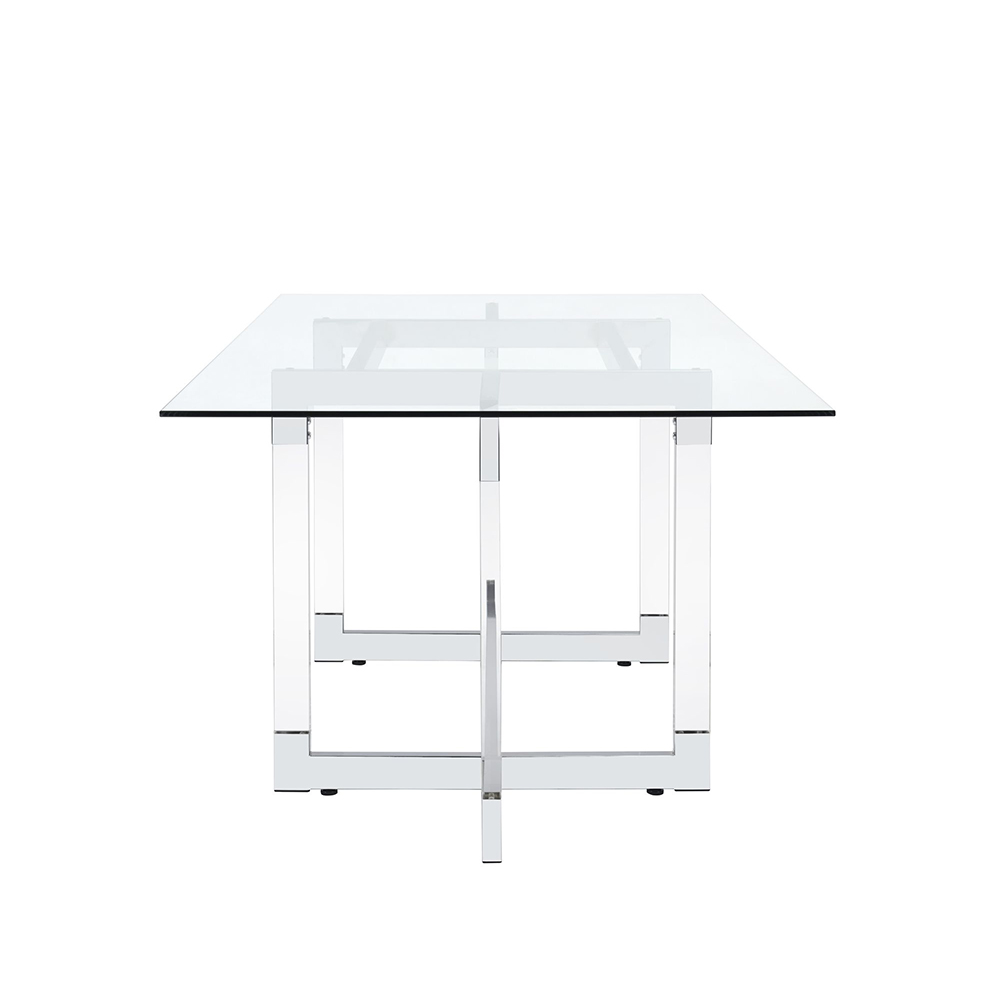 Zurich Rectangular Dining Five Piece Set ( Dining Table, Four Grey Velvet Side Chairs ) | Ellesime International 
