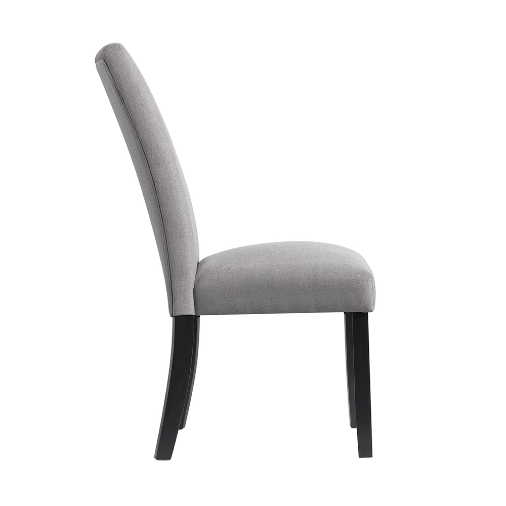 Beckley Dark Dining Seven Piece Set ( Dining Table, Six Dark Grey Linen No Nailhead Side Chairs ) | Ellesime International 