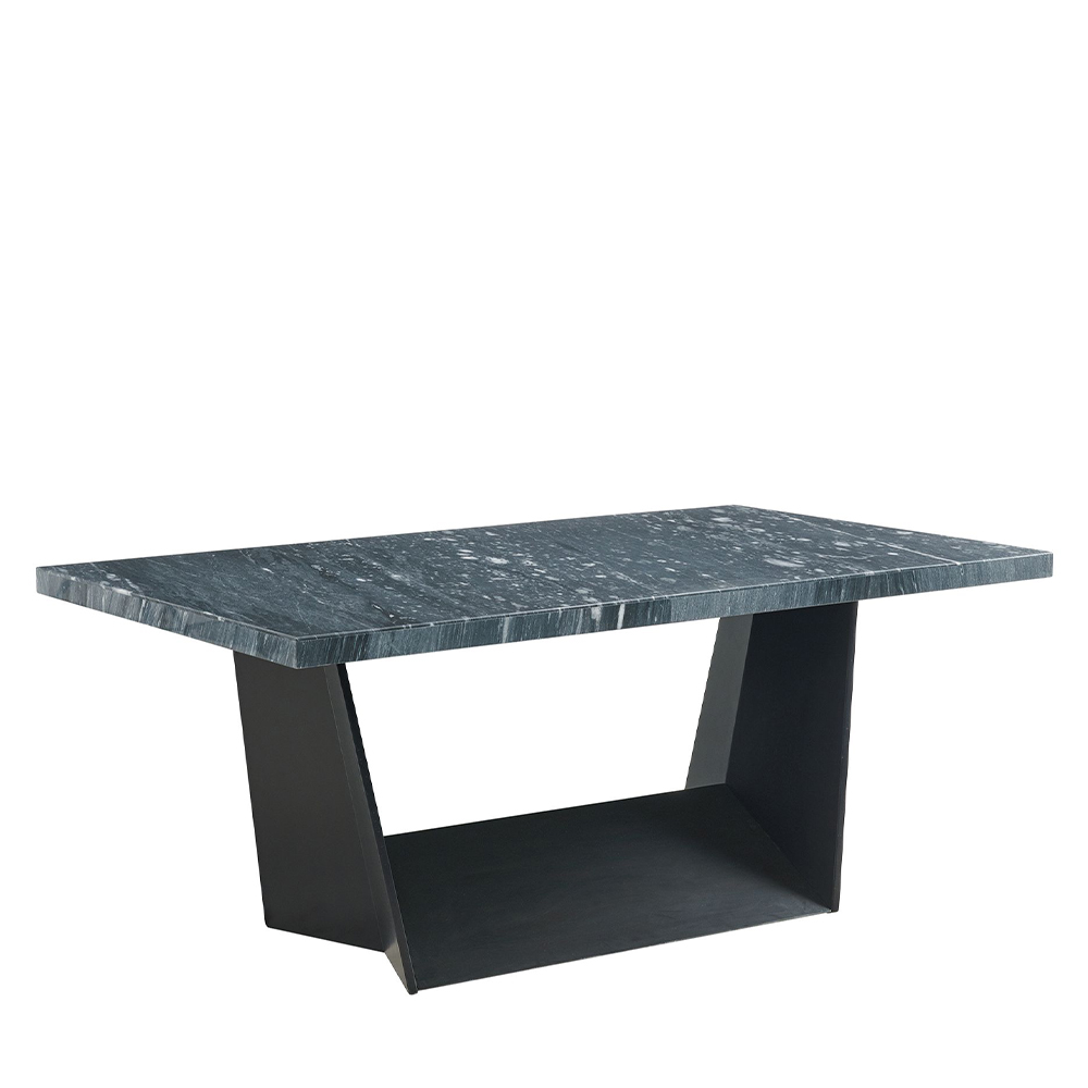 Beckley Dark Dining Seven Piece Set ( Dining Table, Six Blue Velvet Side Chairs ) | Ellesime International 