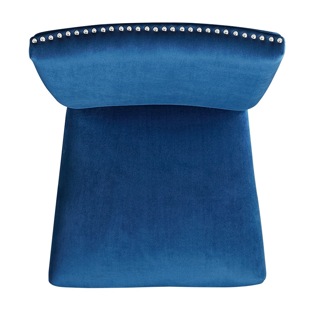Beckley White Counter Seven Piece Set ( Dining Table, Six Blue Velvet Side Chairs ) | Ellesime International 
