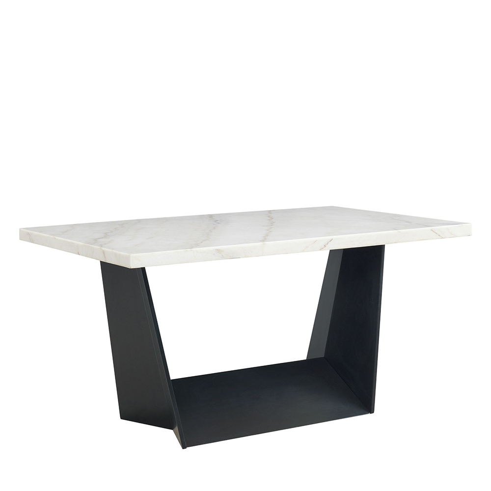 Beckley White Counter Seven Piece Set ( Dining Table, Six Grey Velvet Side Chairs ) | Ellesime International 