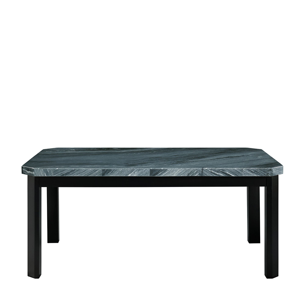 Francesca Rectangular Dining Grey Marble Seven Piece Set ( Dining Table, Six Blue Velvet Side Chairs ) | Ellesime International 