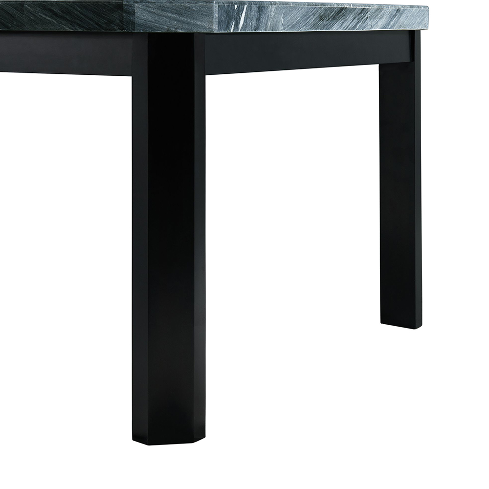 Francesca Rectangular Dining Grey Marble Seven Piece Set ( Dining Table, Six Blue Velvet Side Chairs ) | Ellesime International 