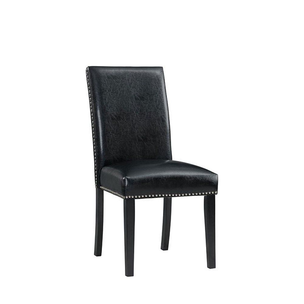 Francesca Rectangular Dining Grey Marble Seven Piece Set ( Dining Table, Six Black Side Chairs ) | Ellesime International 