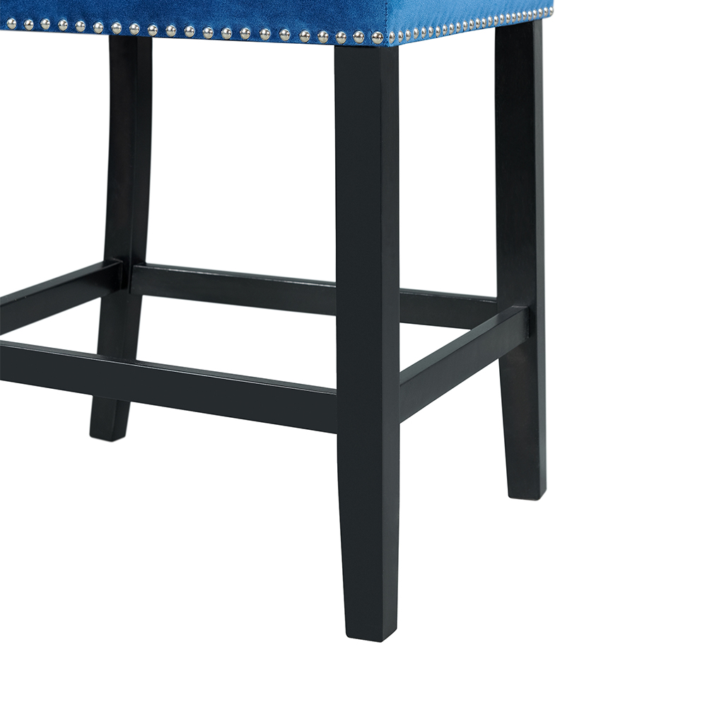 Francesca Square Counter Dining Seven Piece Set ( Dining Table, Six Blue Velvet Side Chairs ) | Ellesime International 