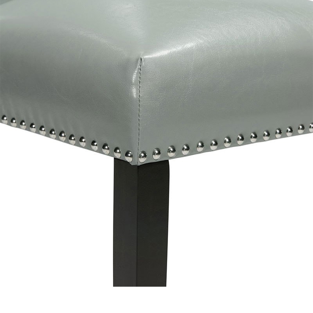 Francesca Rectangular Dining White Marble Seven Piece Set ( Dining Table, Six Grey Side Chairs ) | Ellesime International 