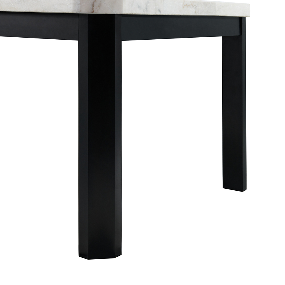 Francesca Rectangular Dining White Marble Seven Piece Set ( Dining Table, Six Grey Side Chairs ) | Ellesime International 