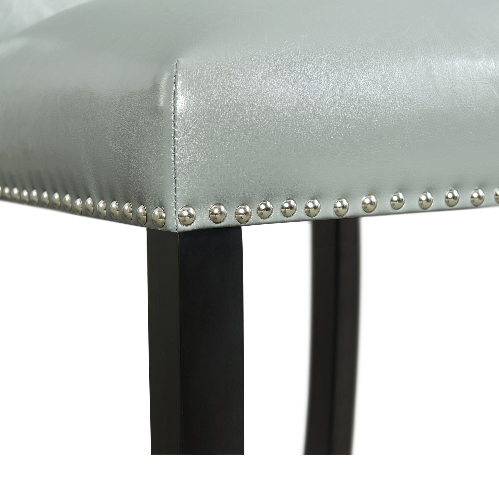 Francesca Square Counter Dining White Marble Seven Piece Set ( Dining Table, Six Grey Side Chairs ) | Ellesime International 