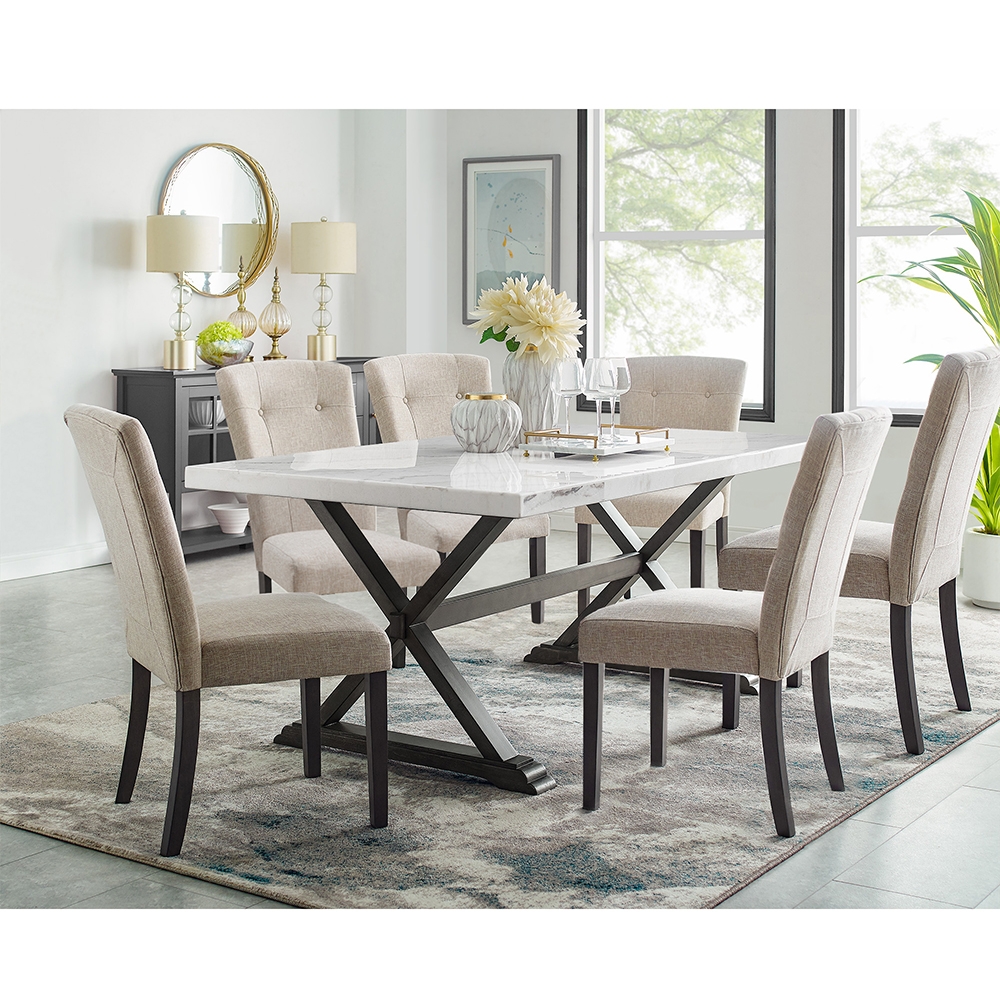 Ellesime International  | Lexi Dining Seven Piece Set ( Dining Table, Six Side Chairs )