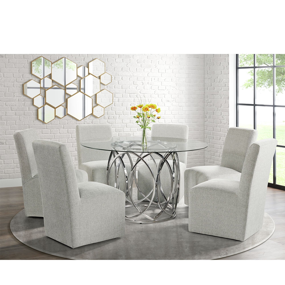 Ellesime International  | Merlin Dining Table - Nero Chairs Seven Piece Set ( Dining Table, Six Side Chairs )