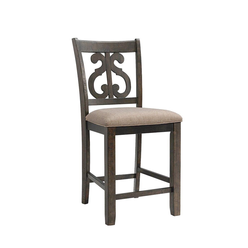 Stone Counter Dining Seven Piece Set ( Dining Table, Six Wooden Swirl Back Side Chairs ) | Ellesime International 