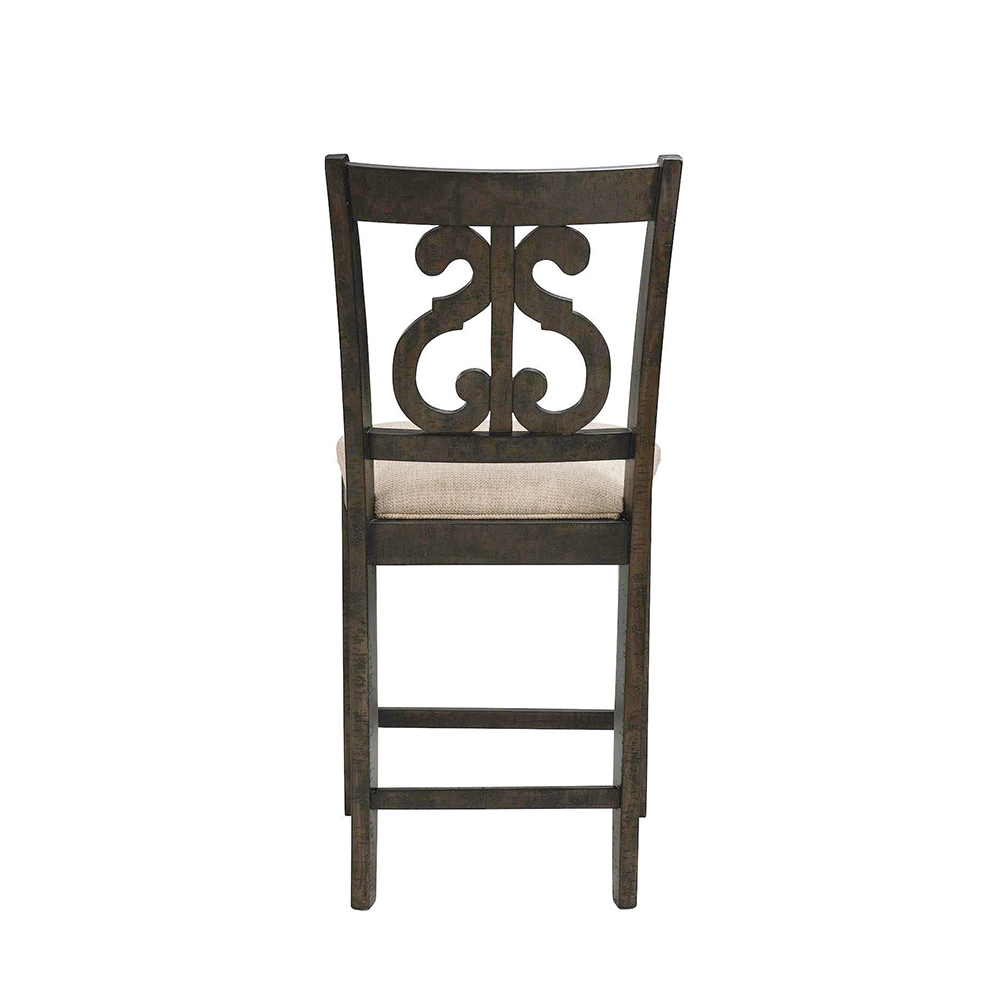 Stone Counter Dining Seven Piece Set ( Dining Table, Six Wooden Swirl Back Side Chairs ) | Ellesime International 