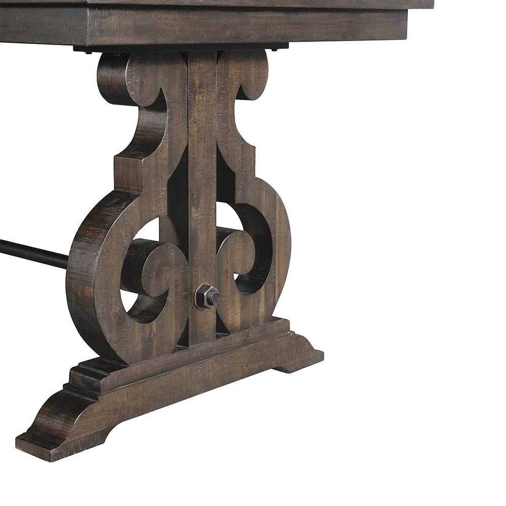 Stone Counter Dining Seven Piece Set ( Dining Table, Six Wooden Swirl Back Side Chairs ) | Ellesime International 