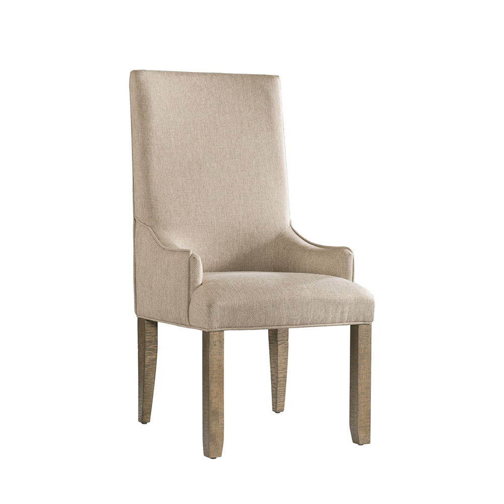 Stone Gray Dining Seven Piece Set ( Dining Table, Four Wooden Swirl Back Side Chairs, Two Parson Chairs ) | Ellesime International 