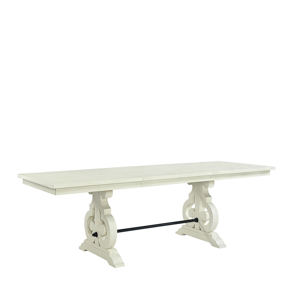 Stone White Counter Seven Piece Set ( Dining Table, Six Wooden Swirl Back Side Chairs ) | Ellesime International 