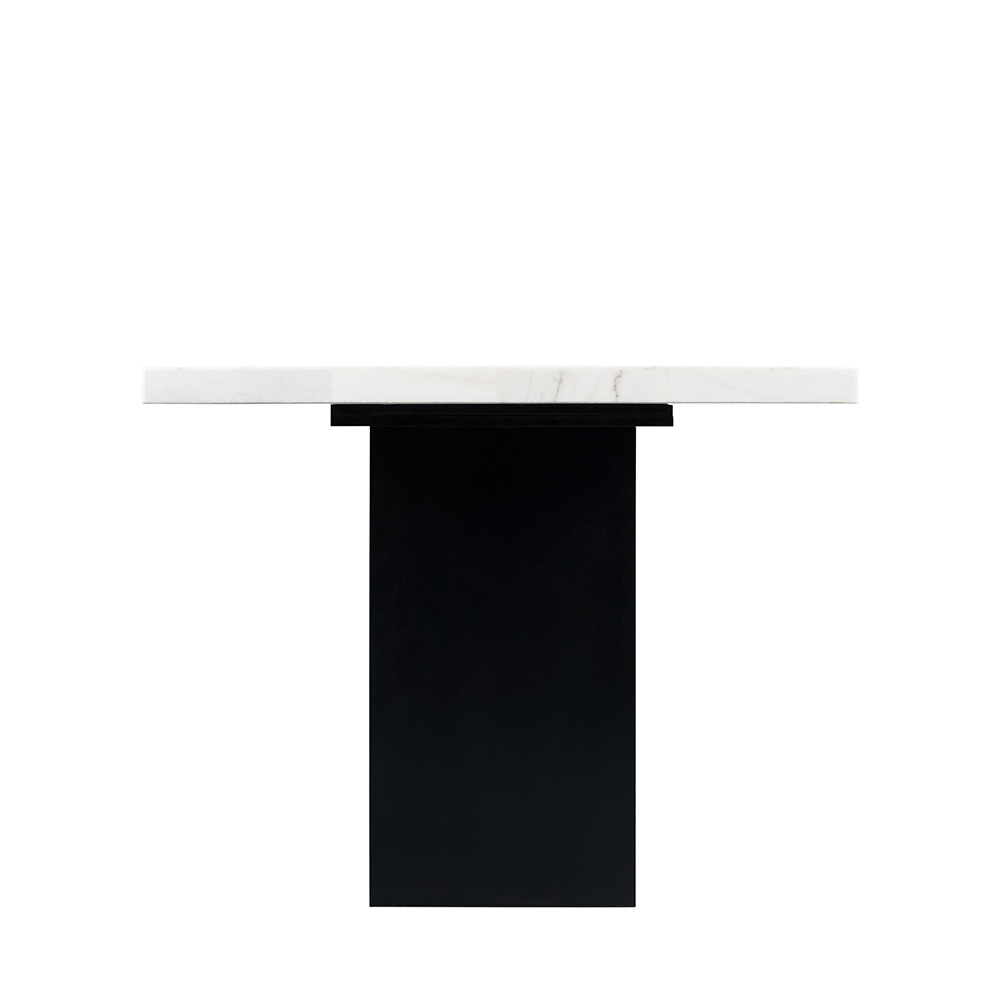 Valentino White Marble Counter Seven Piece Set ( Counter Table, Six Black Side Chair ) | Ellesime International 