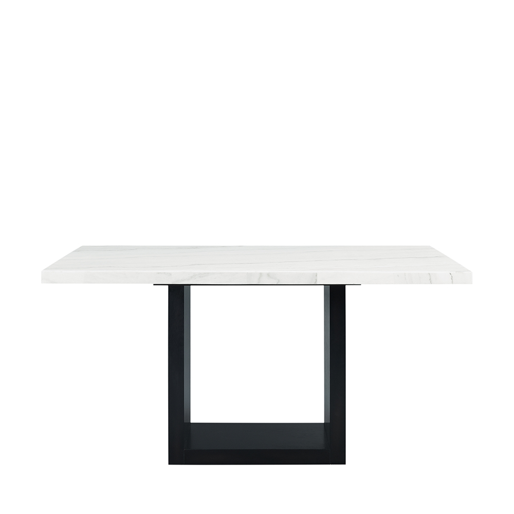 Valentino White Marble Counter Seven Piece Set ( Counter Table, Six Black Side Chair ) | Ellesime International 