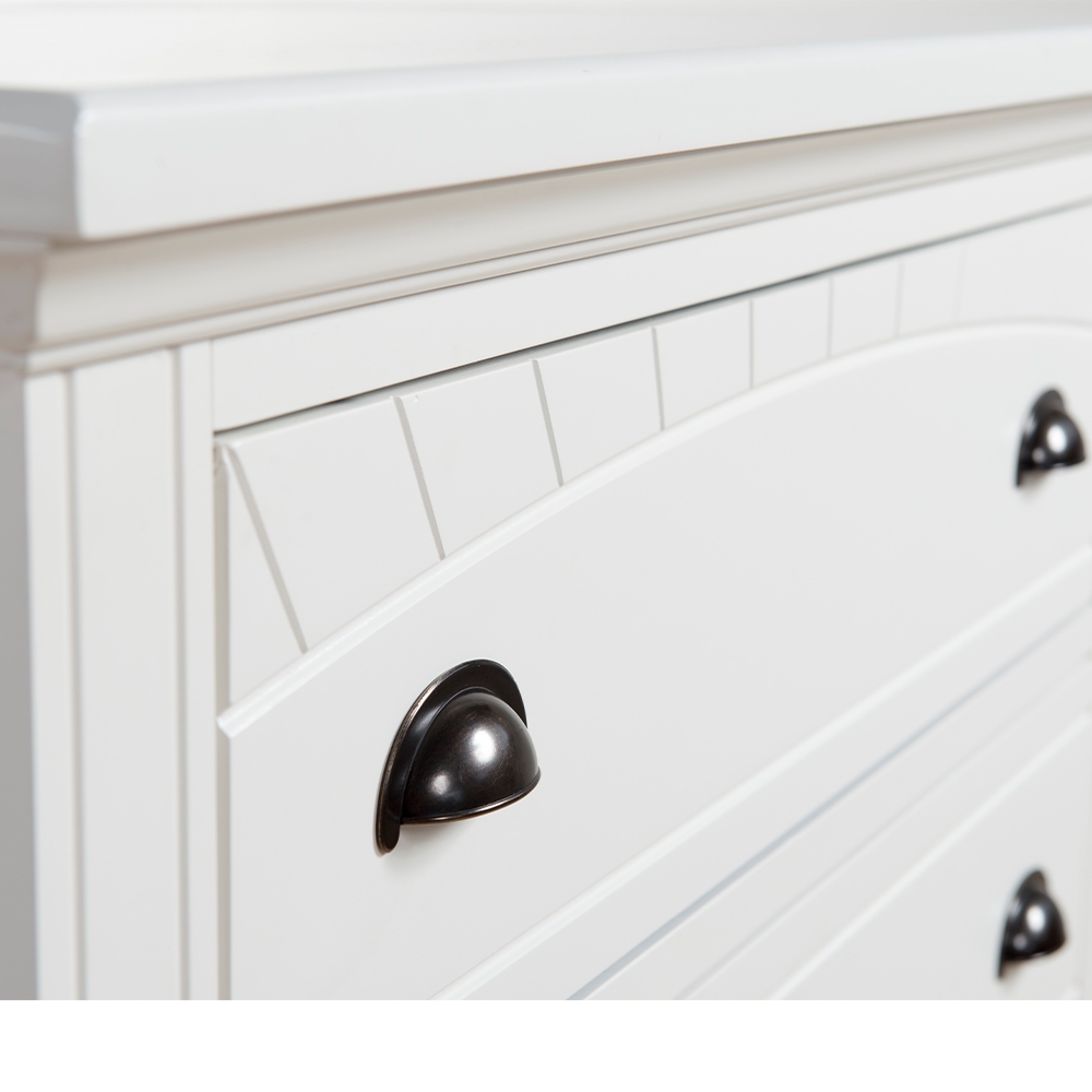 Brook White Five Piece Set with Queen Panel Bed ( Dr, Mr, Chest, NS, and Bed ) | Ellesime International 