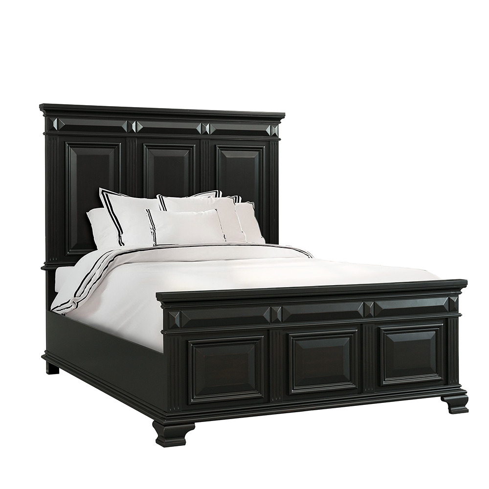 Calloway Black Four Piece Set with Queen Panel Bed ( Dr, Mr, Chest and Bed ) | Ellesime International 