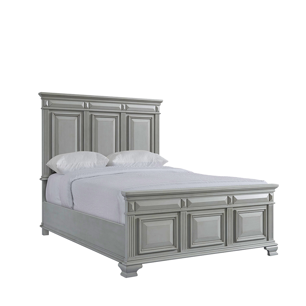 Calloway Grey Three Piece Set with Queen Panel Bed ( Dr, Mr, and Bed ) | Ellesime International 