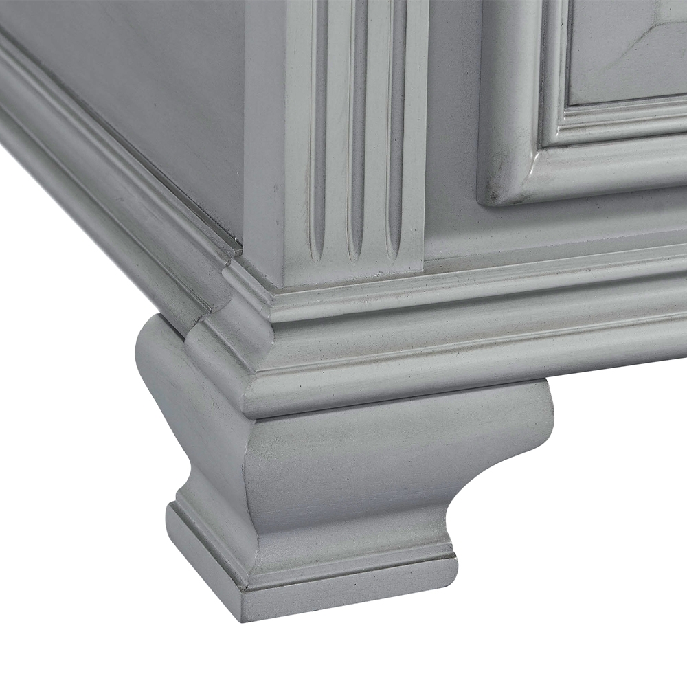 Calloway Grey Three Piece Set with Queen Panel Bed ( Dr, Mr, and Bed ) | Ellesime International 
