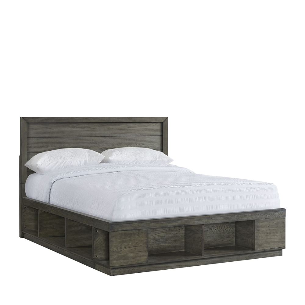 Elation Four Piece Set with Cubby Storage Queen Panel Bed ( Dr, Mr, NS and Bed ) | Ellesime International 