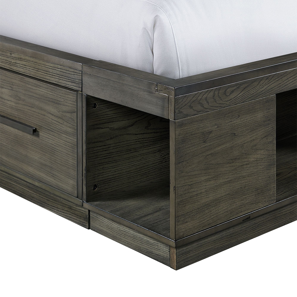 Elation Three Piece Set with Queen Four Drawer Storage Panel Bed ( Dr, Mr, and Bed ) | Ellesime International 