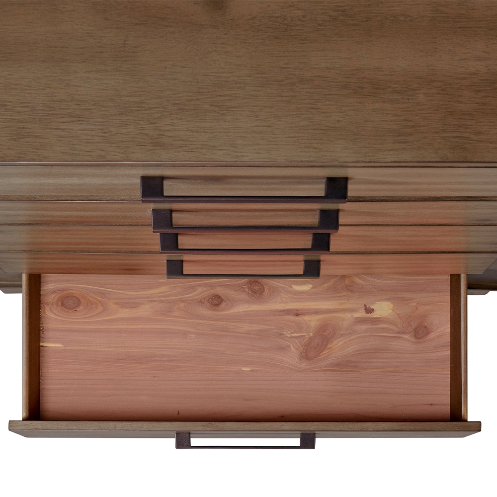 Jolene Grey Four Piece Set with Queen Storage Bed ( Dr, Mr, Chest and Storage Bed ) | Ellesime International 